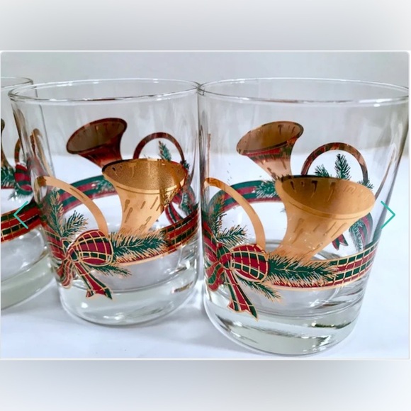 Culver 22K Gold Mid-Century Yule Horn Double Old Fashion Glasses (Set of 6) - Picture 3 of 17